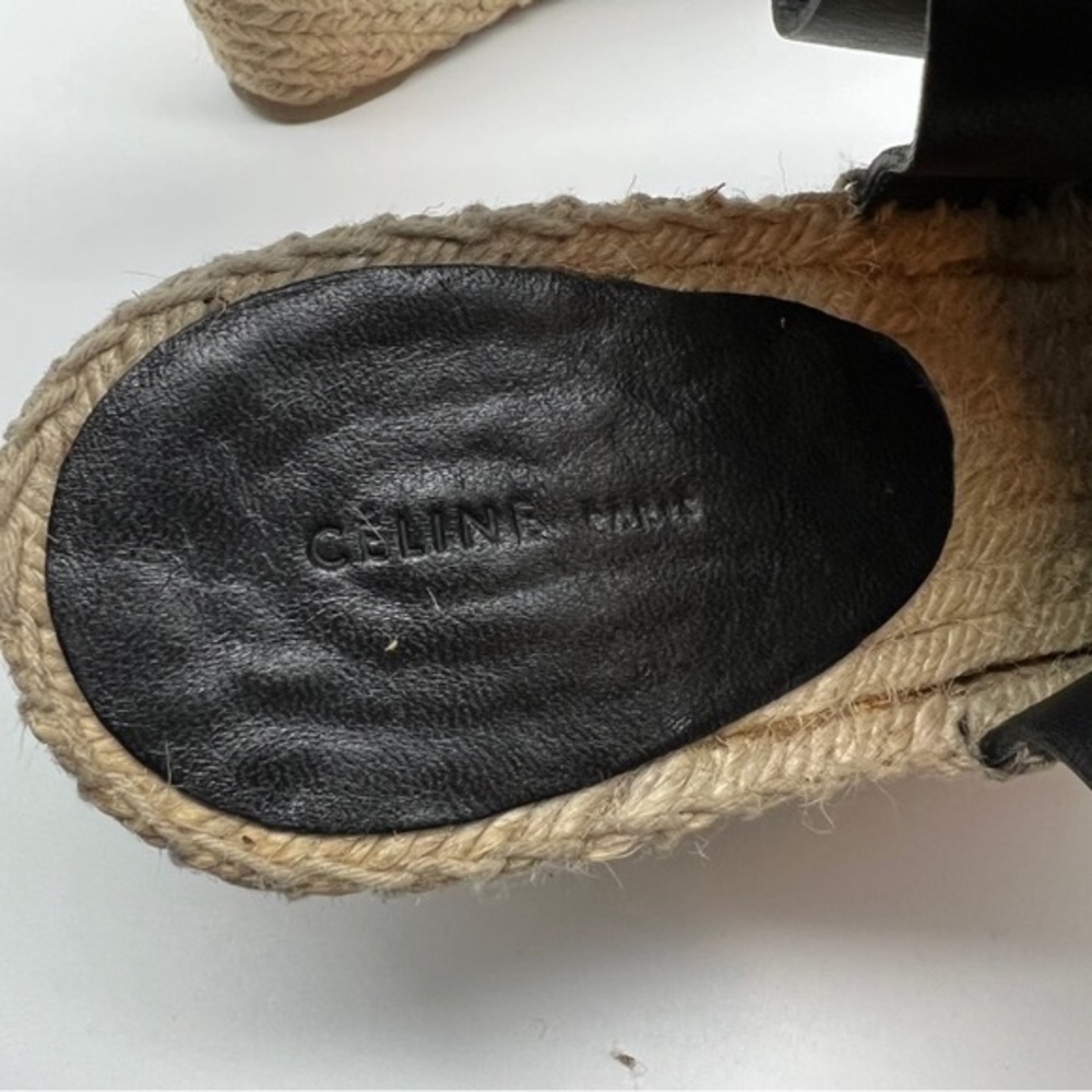 Celine Phoebe black leather espadrilles wedge sandals 11 - Picture 10 of 16